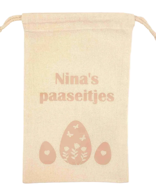 Paas verzamelzakje - naam + bloemetjes